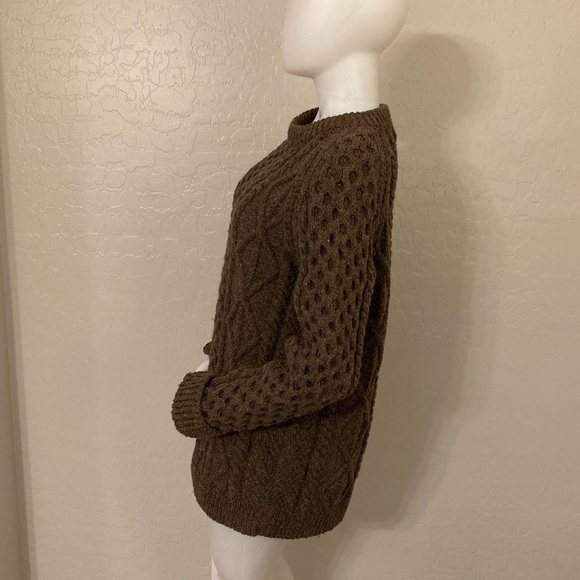 Vintage Sheila Handknits 100% Irish Wool Brown Fisherman’s Sweater Large - Picture 7 of 9